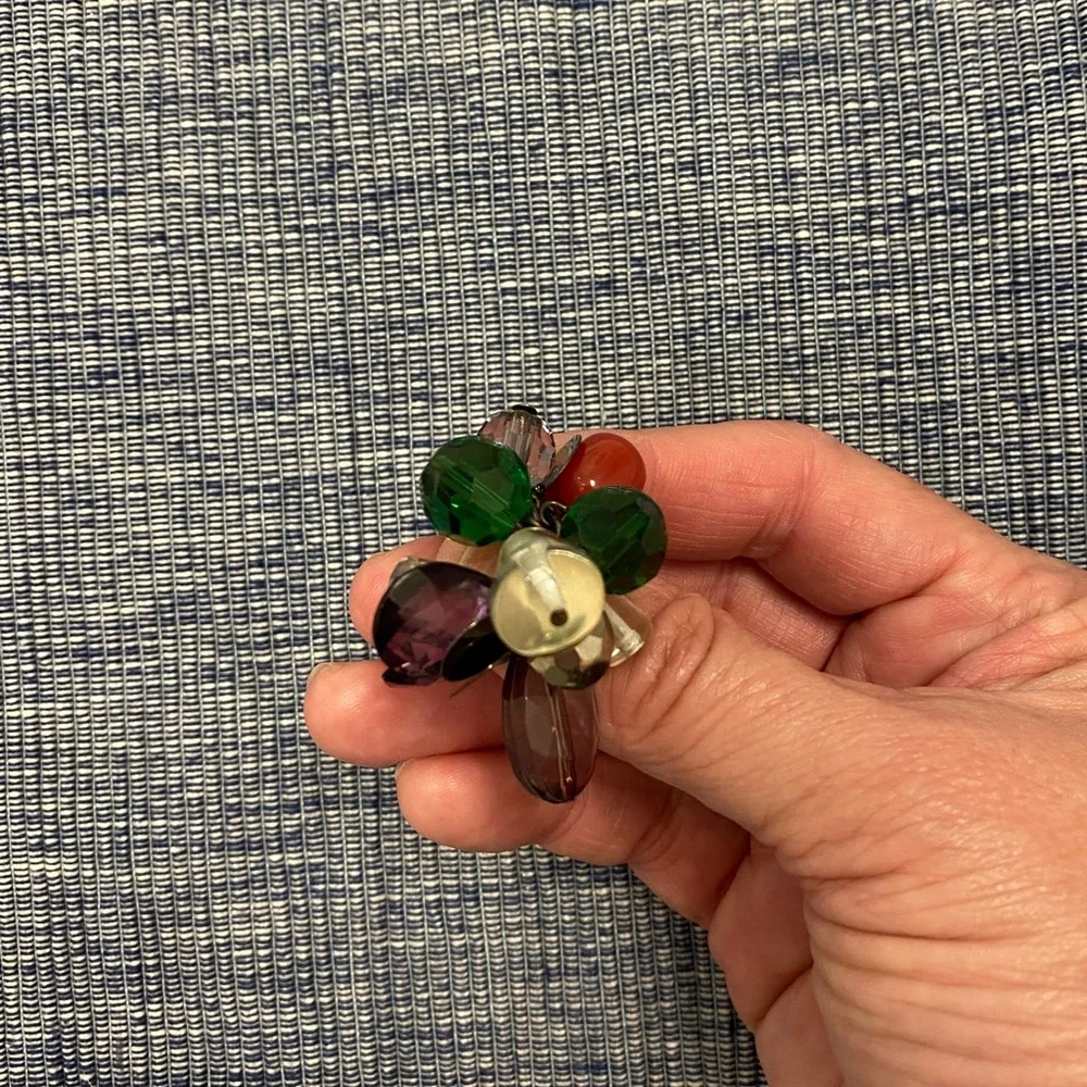 BODEN Glam Beaded Jewel Cluster Multi Color Statement Ring NWOT